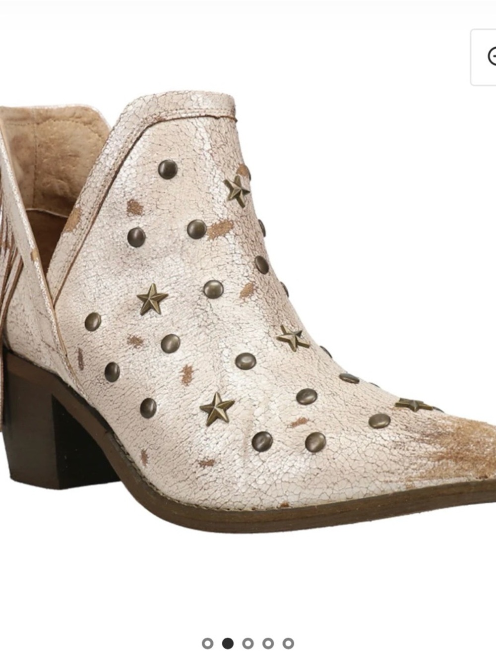 Circle G Crackle Cream Star & Round-Stud Western Ankle Bootie